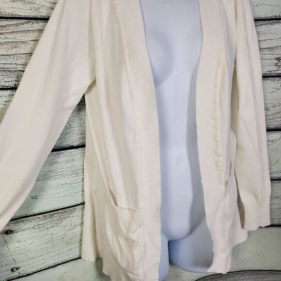 Zenana Outfitters Cream Open Front Knit Cardigan Size S - Picture 3 of 7